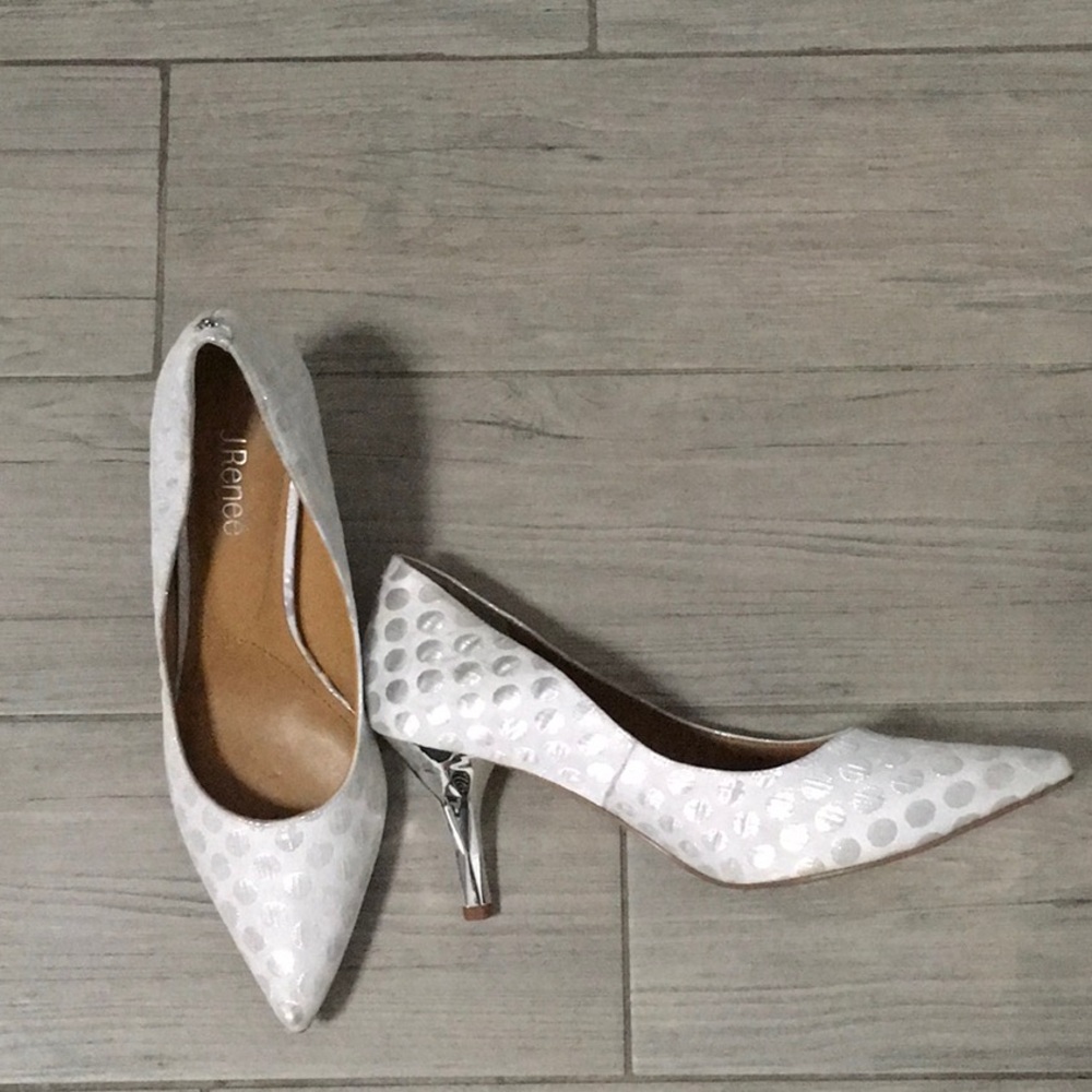 J.Renee White and Silver Quilted Heels